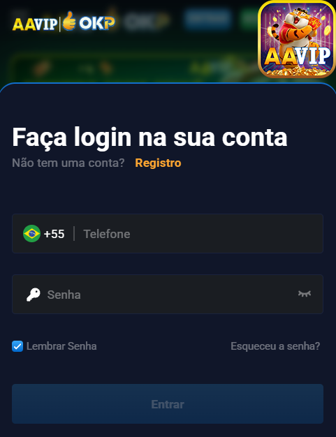 Login rápido na aavip.com